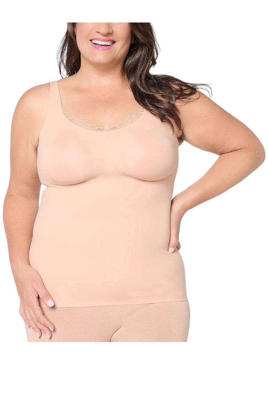 Evelyn & Bobbie Women's Lace Trim V-Neck Seamless Bra Himalayan Salt - Regular